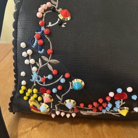 Handbag Republic Vegan Leather Embroidered And Bead Studded Purse - Picture 8 of 10